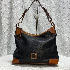 Dooney & Bourke Black and Brown Leather pebble Hobo Bag roomy structured